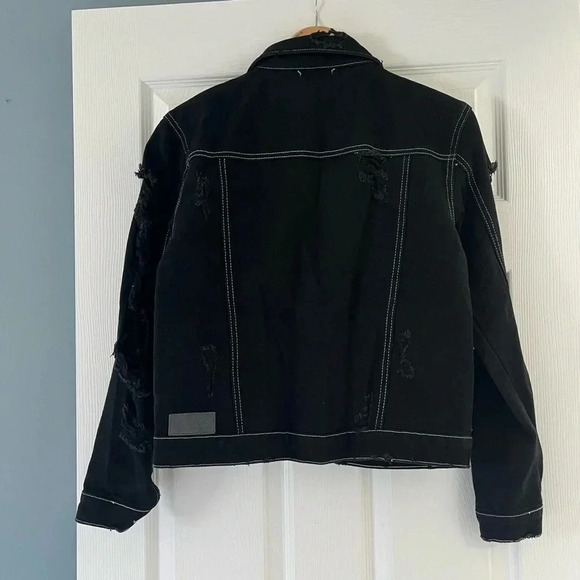 Carmar Jean Jacket Black Thrashed Grunge Distressed Frayed Size Small NWT - Picture 5 of 7